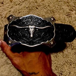 Leather cowboy belt